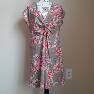 Soft Surroundings floral dress cap sleeve womens M